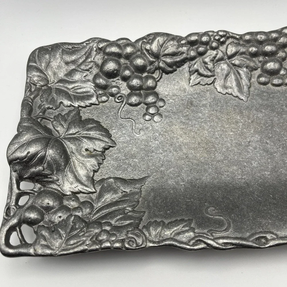 Pewter Made In Argentina Tray With Embossed Grapes/Vines 11